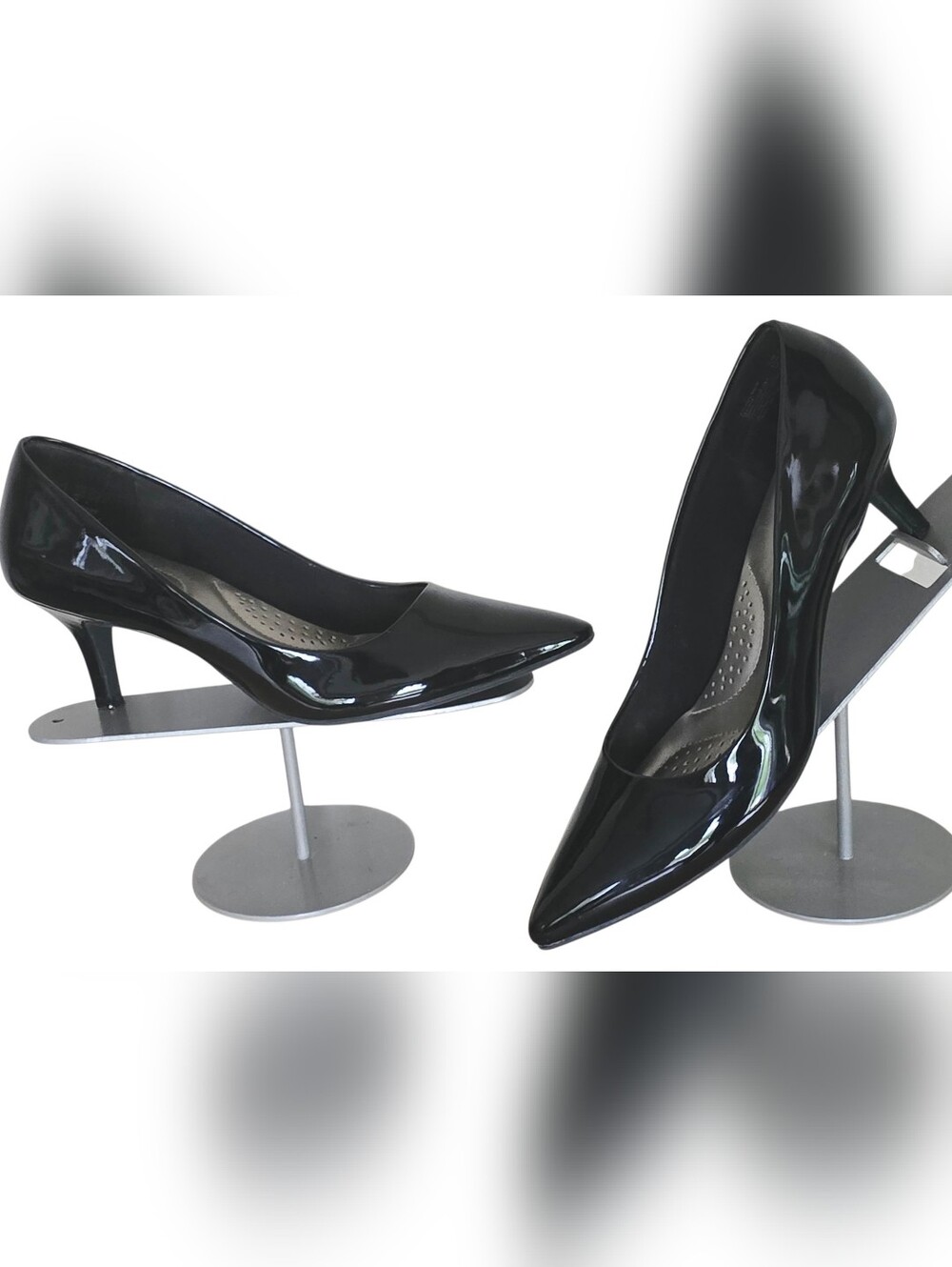 New w/o Box Dexflex Comfort Classic Black Patent Pointed-Toe Pumps - Women 7.5M